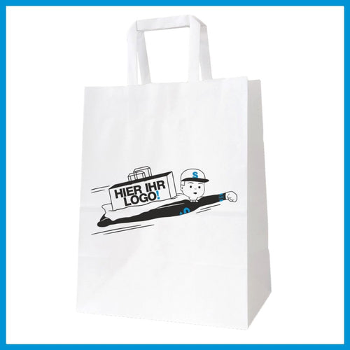 Paper bags with flat paper handles