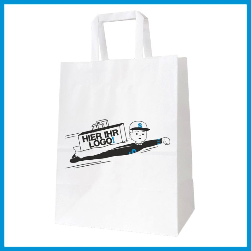 Paper bags with flat paper handles